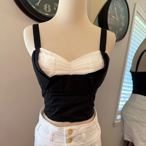 Trashy Diva Lena Blouse Black and White Tank Top 2 NWOT